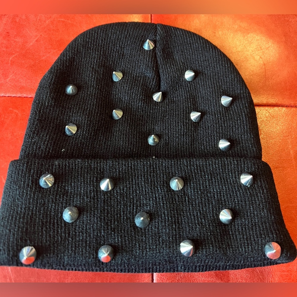 Studded Black Beanie